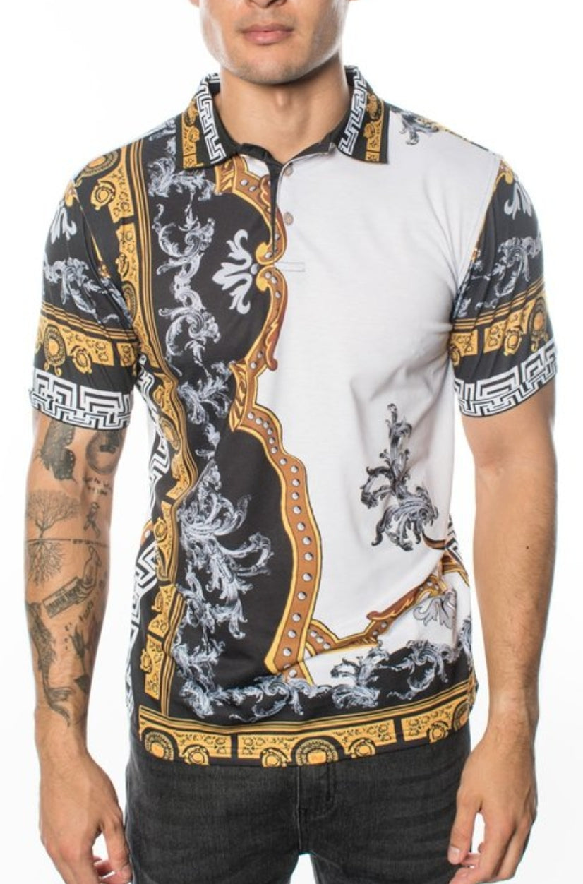 BAROQUE PRINT STRETCH POLO SHIRT