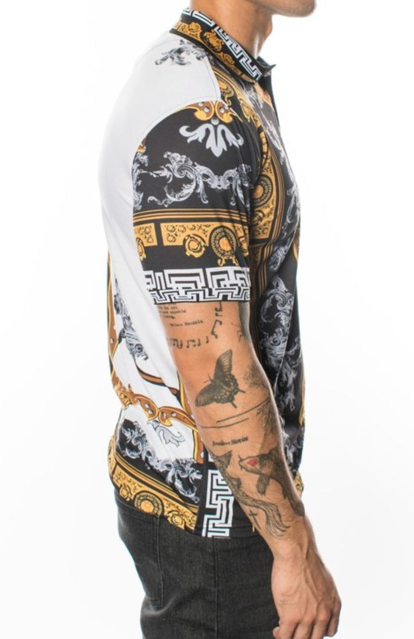 BAROQUE PRINT STRETCH POLO SHIRT