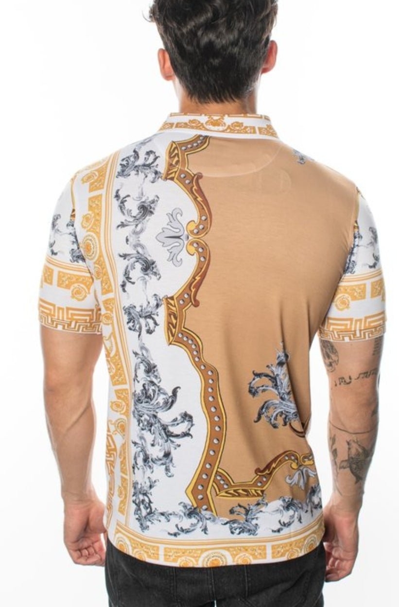 BAROQUE PRINT STRETCH POLO SHIRT