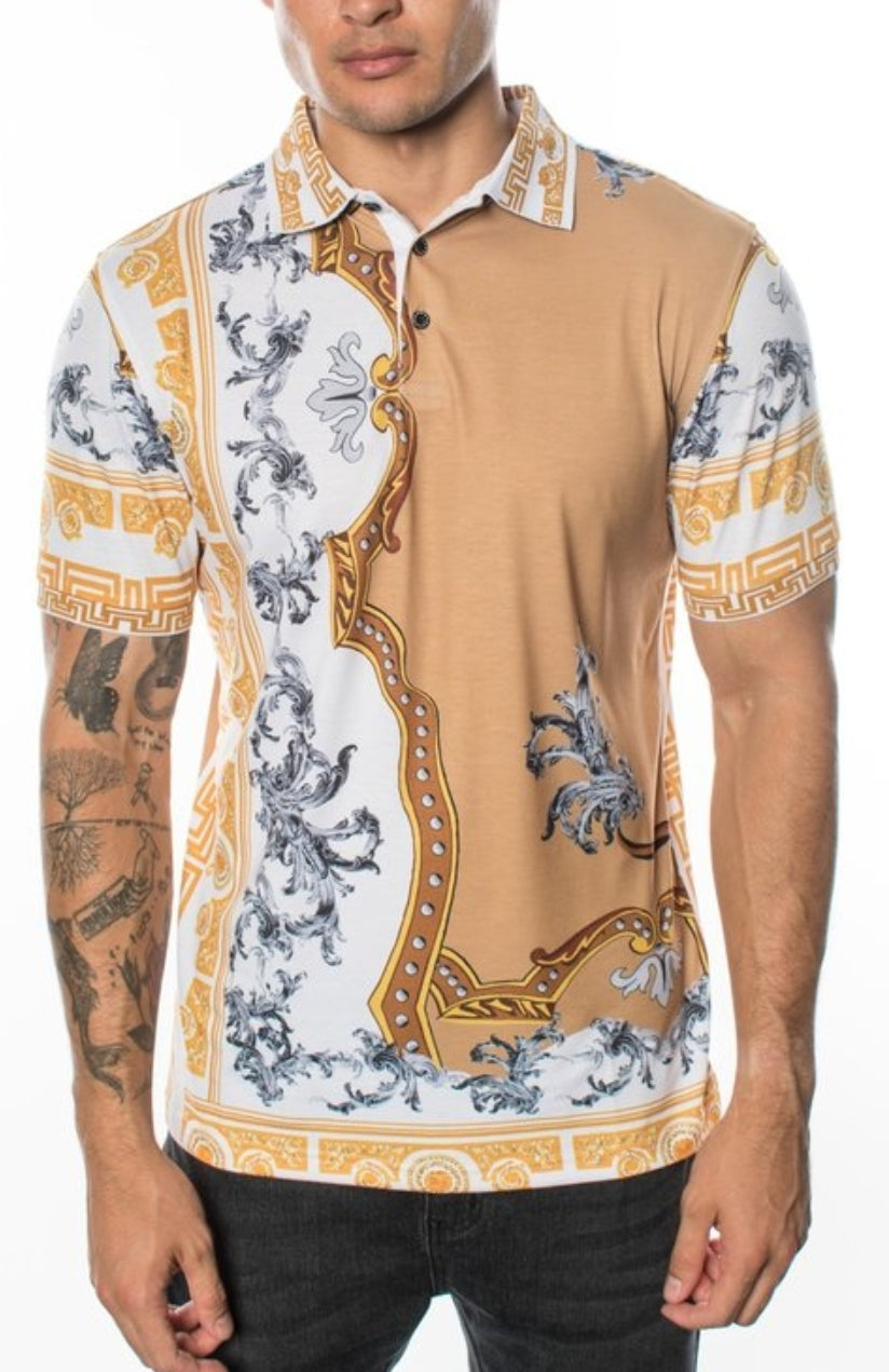 BAROQUE PRINT STRETCH POLO SHIRT