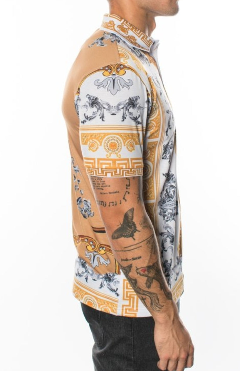 BAROQUE PRINT STRETCH POLO SHIRT
