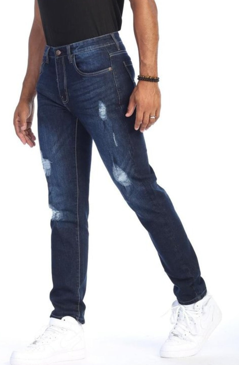 MEN SLIM FIT RIPPED PREMIUM STRETCH DENIM JEAN'S