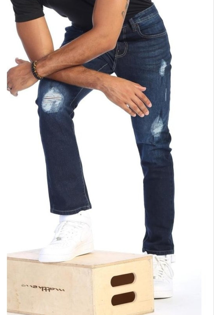 MEN SLIM FIT RIPPED PREMIUM STRETCH DENIM JEAN'S