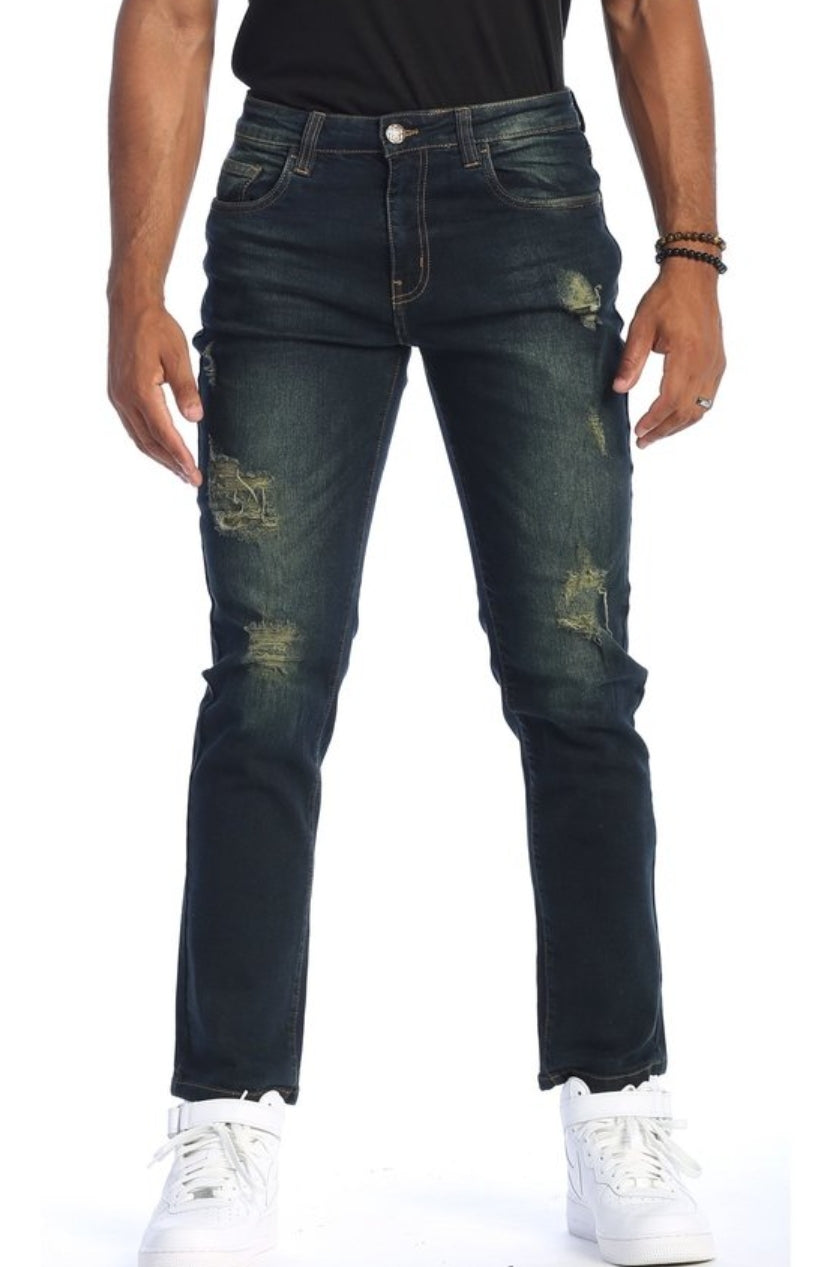MEN SLIM FIT STRETCH RIPPED PREMIUM DENIM JEAN'S
