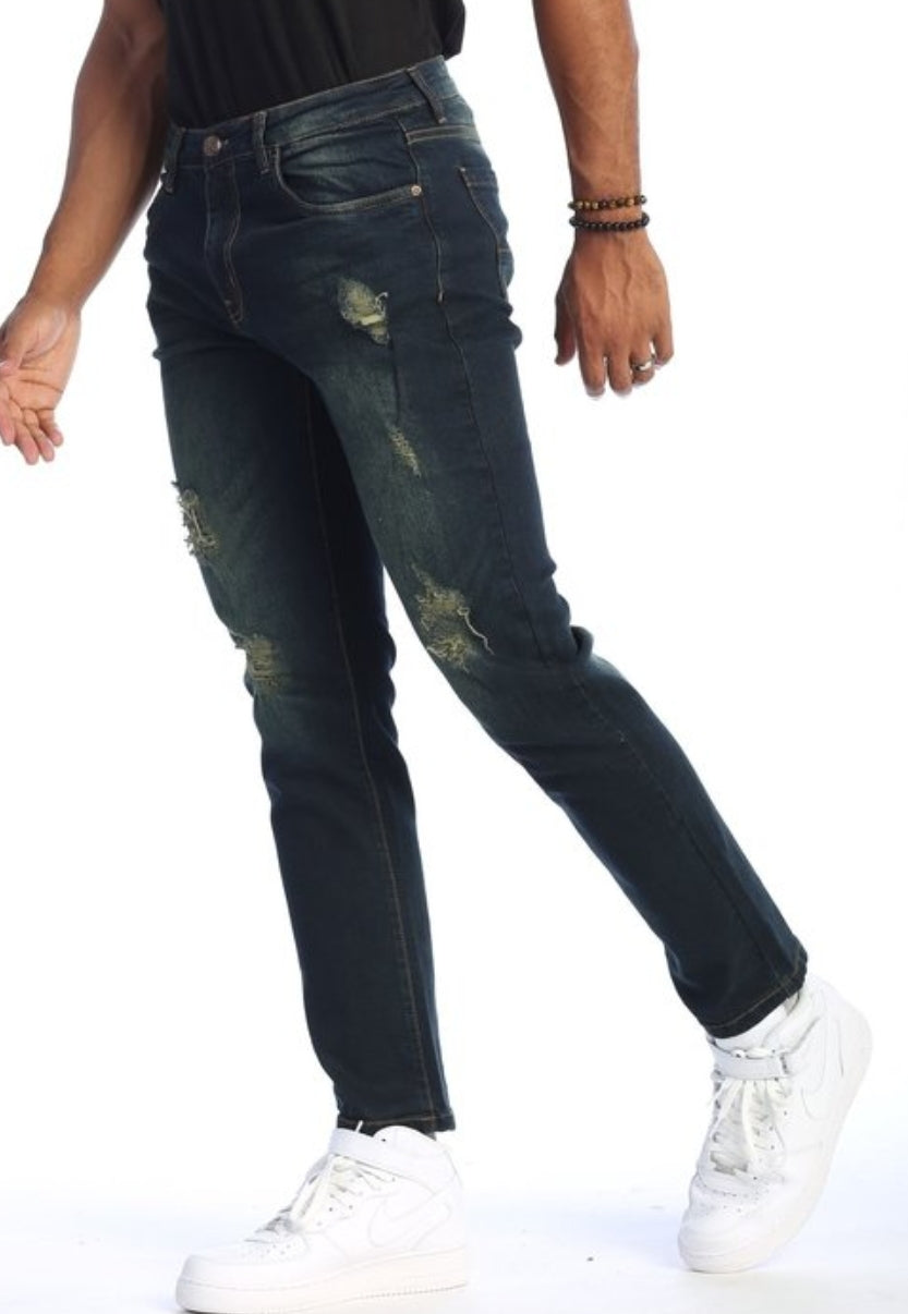 MEN SLIM FIT STRETCH RIPPED PREMIUM DENIM JEAN'S