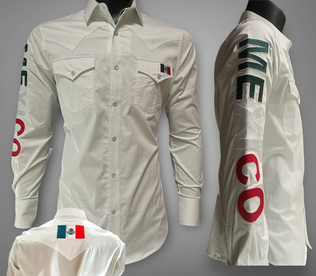 MEN'S SNAP POCKETS MÉXICO EMBROIDERED WESTERN SHIRT