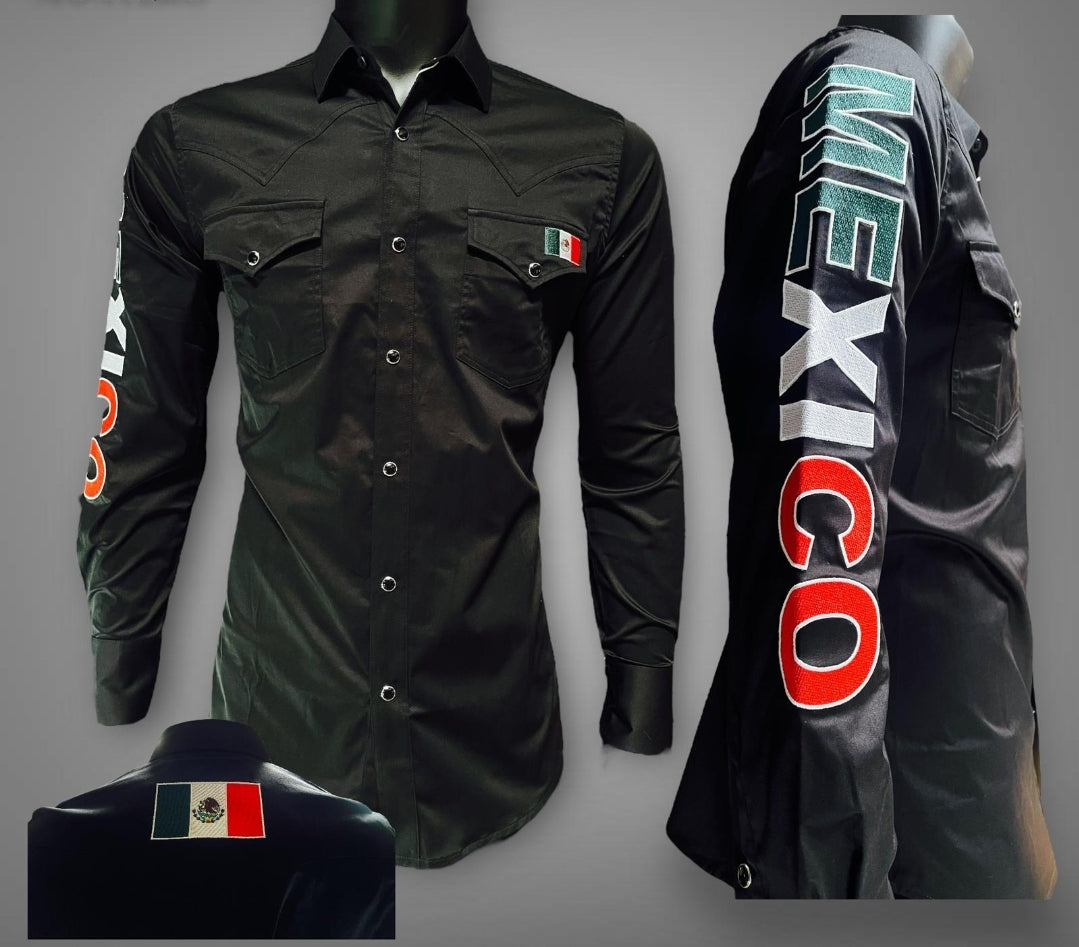 MEN'S SNAP POCKETS MÉXICO EMBROIDERED WESTERN MODERN FIT SHIRT