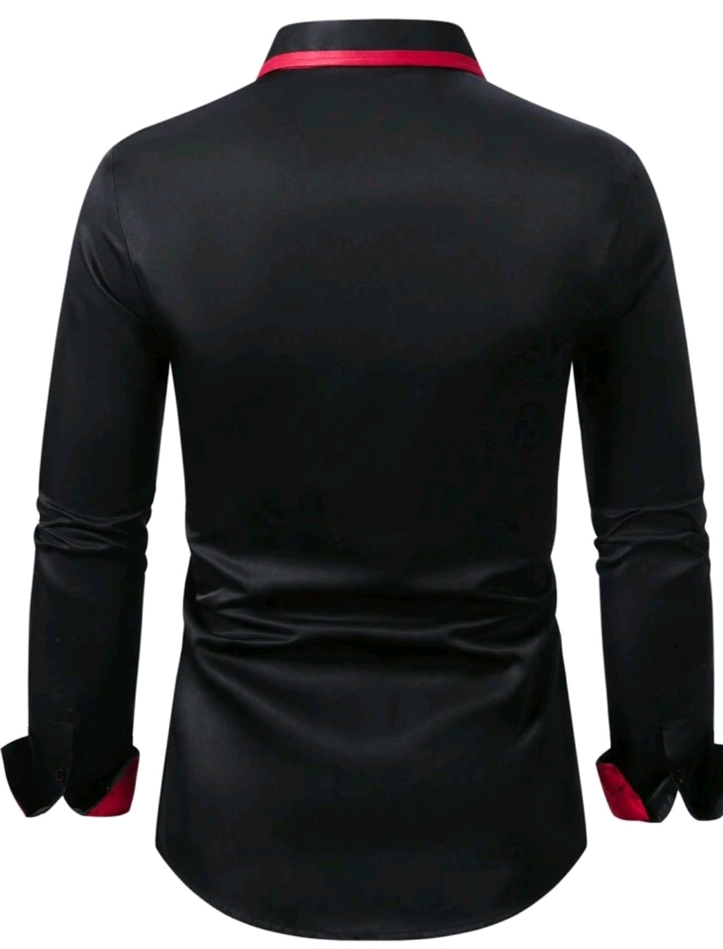MEN RED CONTRAST COLLAR LONG SLEEVE SHIRT