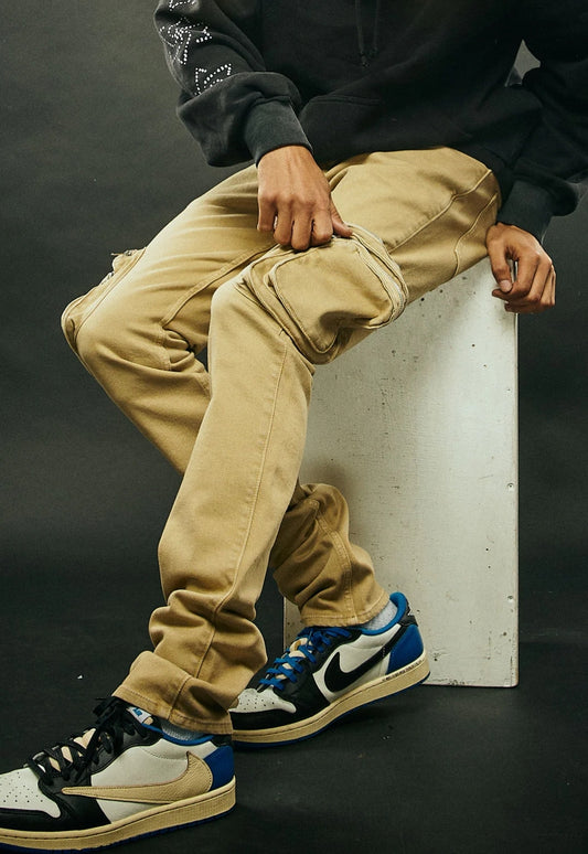ZIP CARGO DENIM PANTS