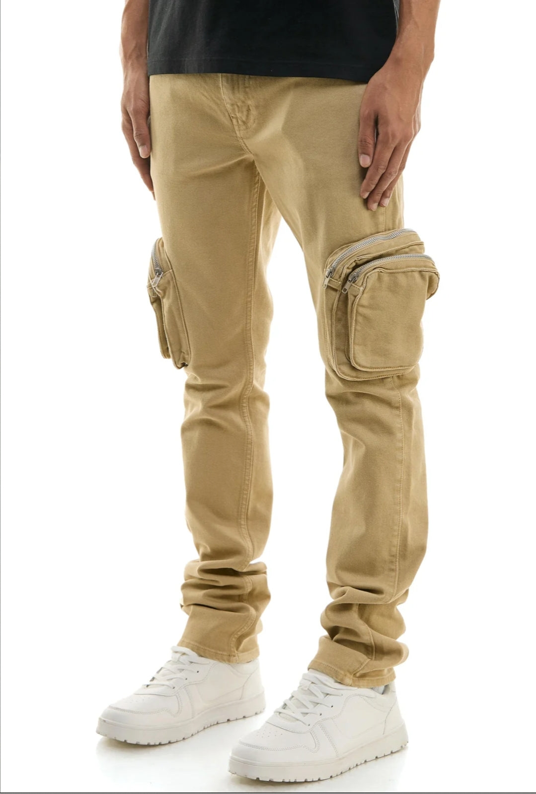 ZIP CARGO DENIM PANTS