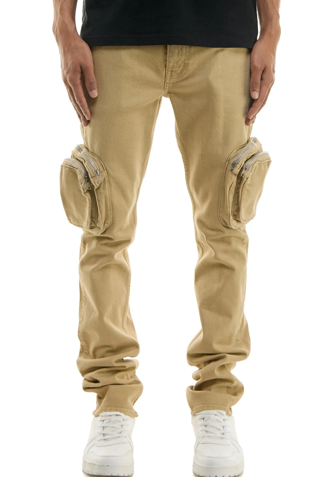 ZIP CARGO DENIM PANTS