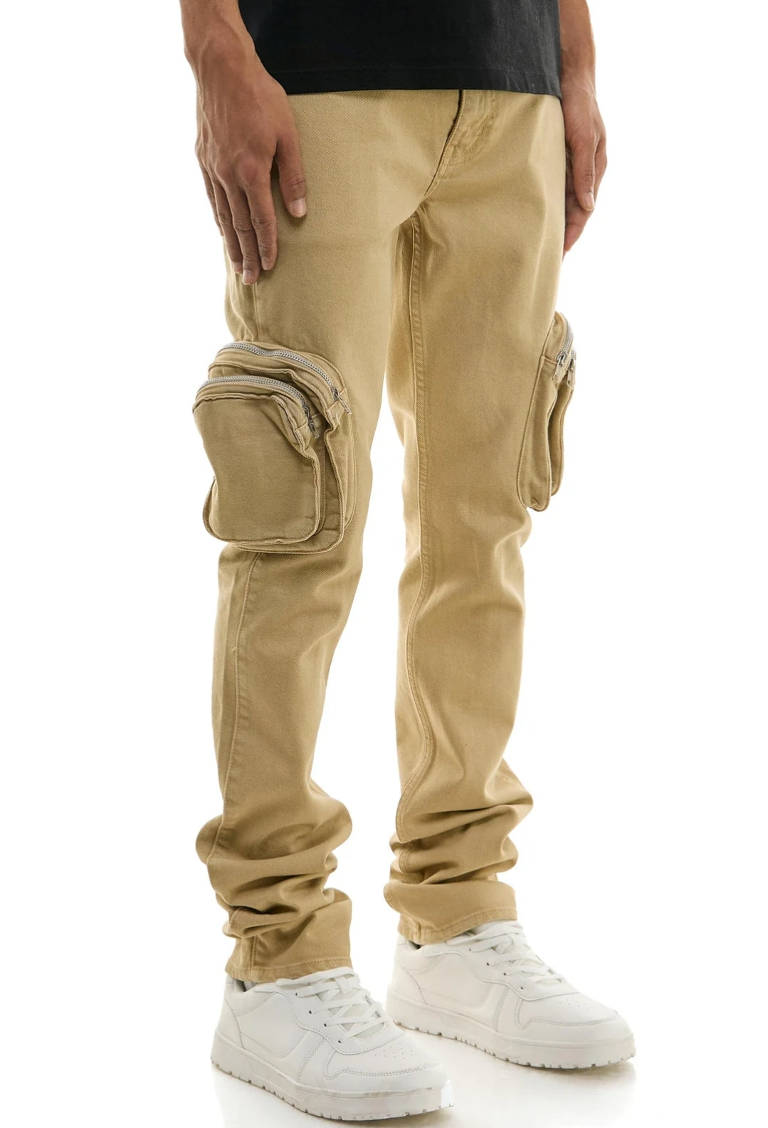 ZIP CARGO DENIM PANTS