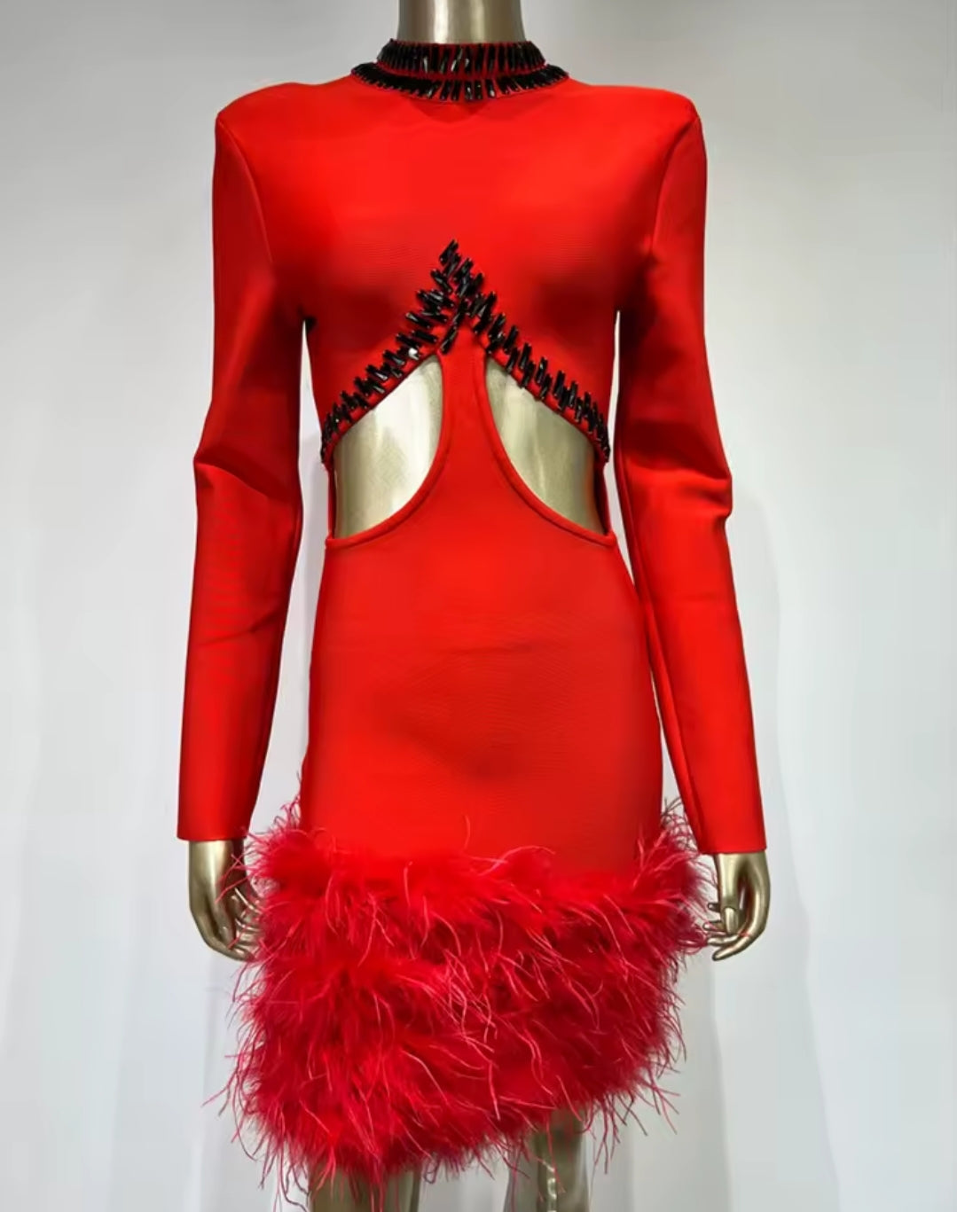 LUXURY LONG SLEEVE BANDAGE MINI DRESS