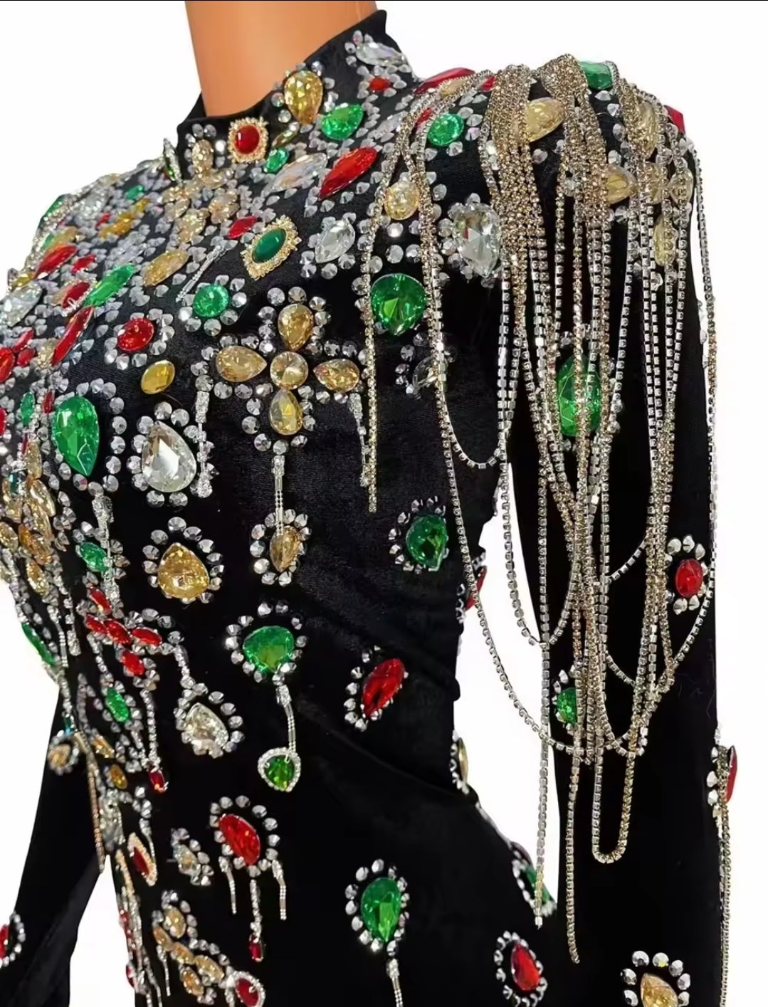 MIDNIGHT VELVET CHARM CRYSTAL DRESS W/GLOVES
