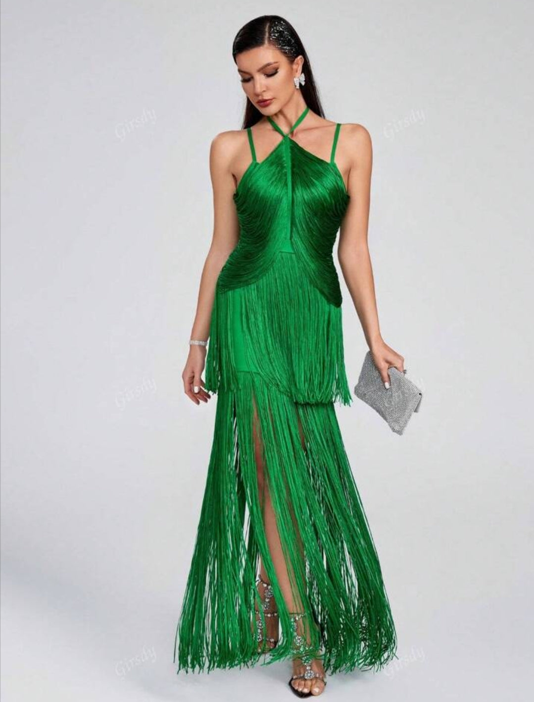 TULUM SPAGHETTI FRINGE BANDAGE MAXI DRESS