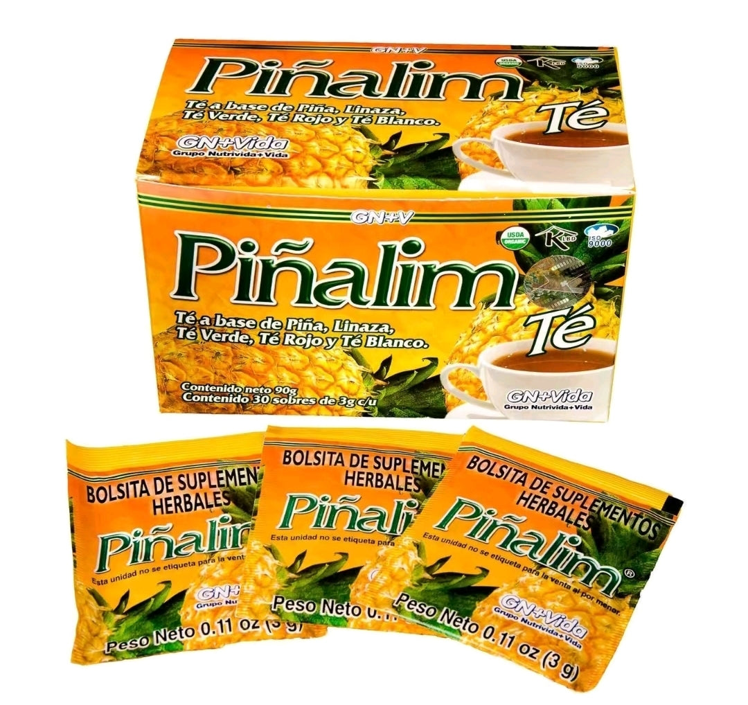 PIÑALIM TEA PINEAPPLE, FLAX, GREEN AND WHITE TEA BLEND MEXICAN FORMULA