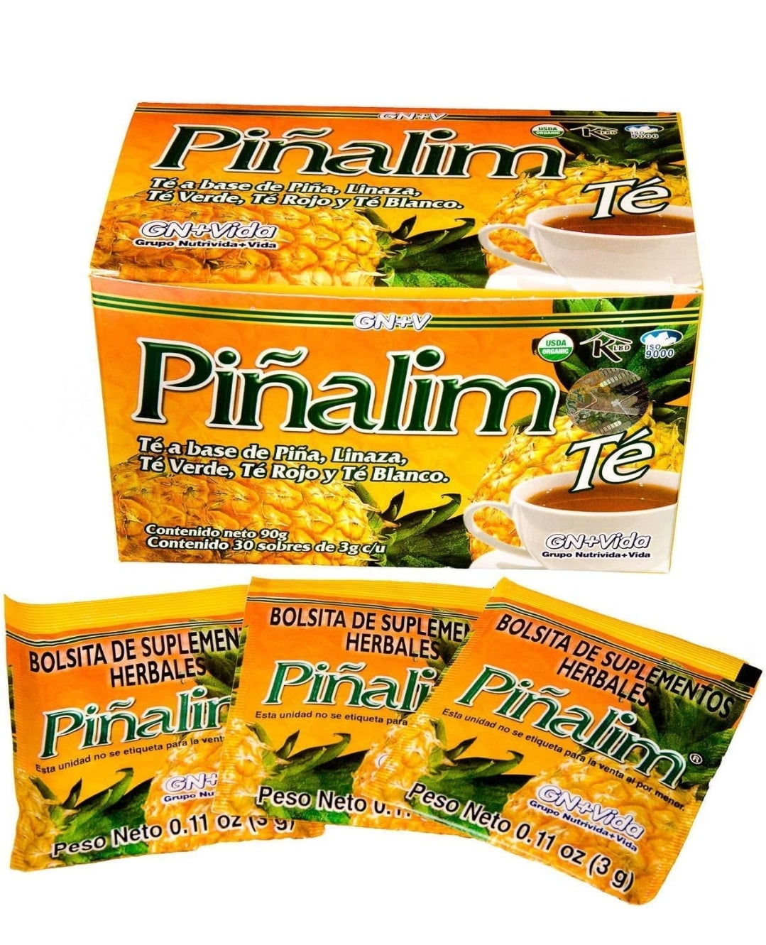 PIÑALIM TEA PINEAPPLE, FLAX, GREEN AND WHITE TEA BLEND MEXICAN FORMULA