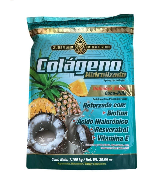 COLAGENO HIDROLIZADO BIOTINA ACIDO HIALURÓNICO VITAMINA E RESVERATROL