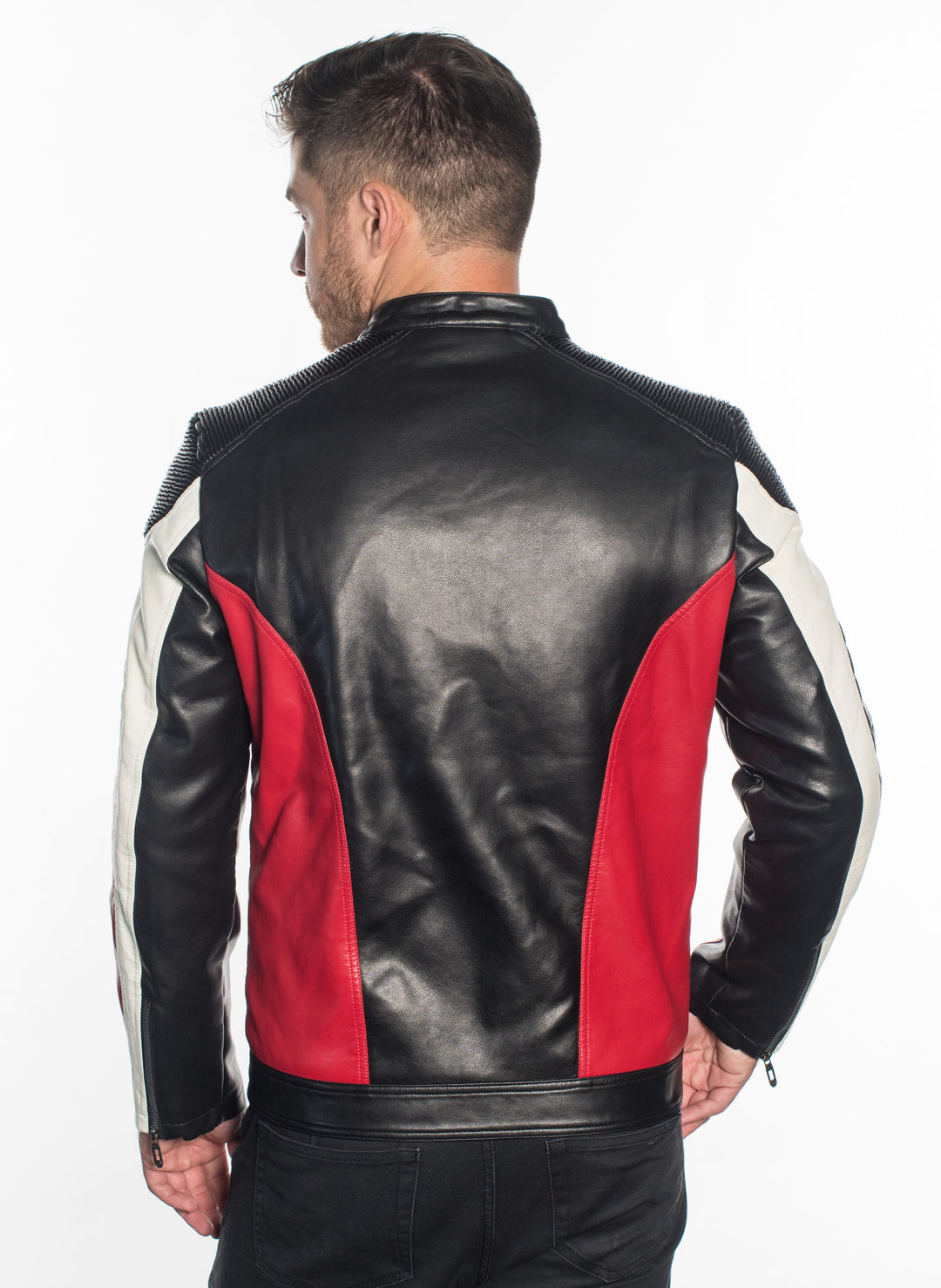 ELEGANT MEN TAILORED FRONT ZIP PLEATHER JACKET