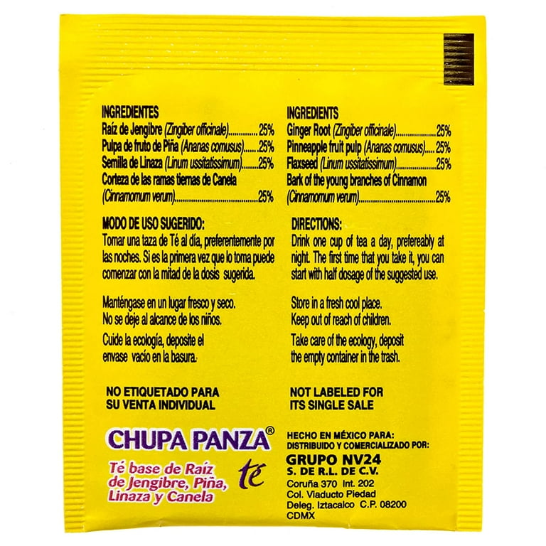 TEA CHUPA PANZA BASED ONGINGER ROOT PINEAPPLE FLAX SEED AND CINNAMON