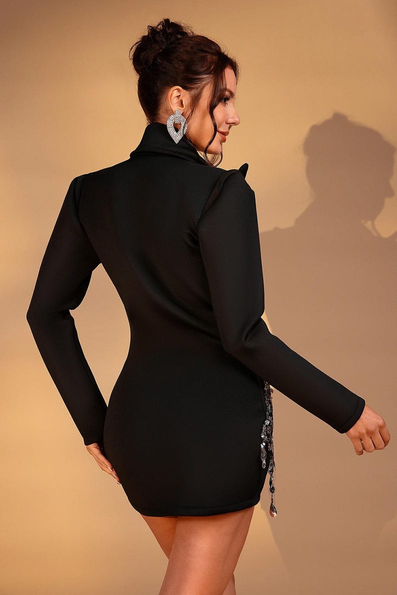 PEARL DIAMONDS FRINGE BLAZER DRESS