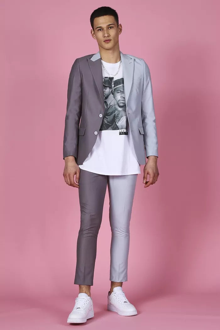 MEN SPLICED DOUBLE BREASTED BLAZER