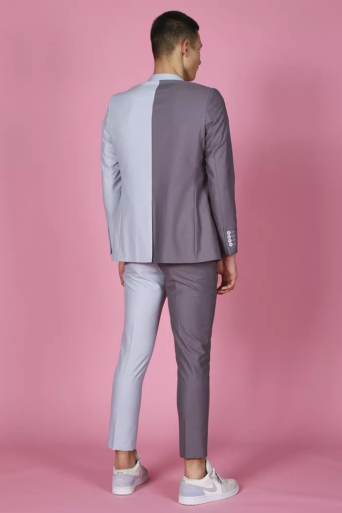 MEN SPLICED DOUBLE BREASTED BLAZER