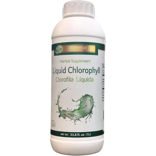 Liquid Chlorophyll - Immunity Support, Detox & Cleanse, Chlorophyll Drops with Spearmint (33.8 Fl Oz) Herbal Supplement Natural Deodorization Clorofila Liquida 1LT